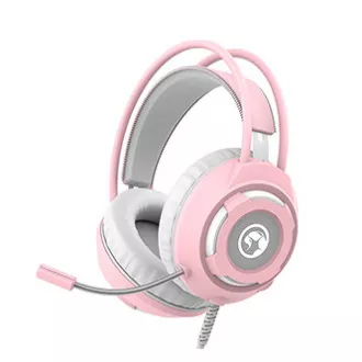 Marvo HG8936 sluchátka s mikrofónom, káblové, ružové, podsvietené, 3.5 mm jack + USB