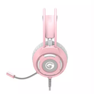 Marvo HG8936 sluchátka s mikrofónom, káblové, ružové, podsvietené, 3.5 mm jack + USB