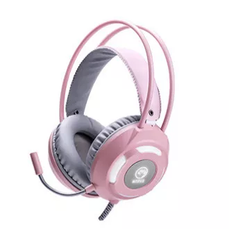 Marvo HG8936 sluchátka s mikrofónom, káblové, ružové, podsvietené, 3.5 mm jack + USB