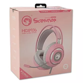 Marvo HG8936 sluchátka s mikrofónom, káblové, ružové, podsvietené, 3.5 mm jack + USB