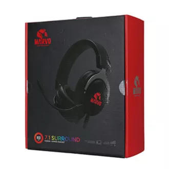 Marvo HG9052 sluchátka s mikrofónom, káblové, čierna, 7.1 (virtualne), červeno podsvietená, 7.1 (virtuálne) typ USB