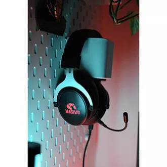 Marvo HG9052 sluchátka s mikrofónom, káblové, čierna, 7.1 (virtualne), červeno podsvietená, 7.1 (virtuálne) typ USB