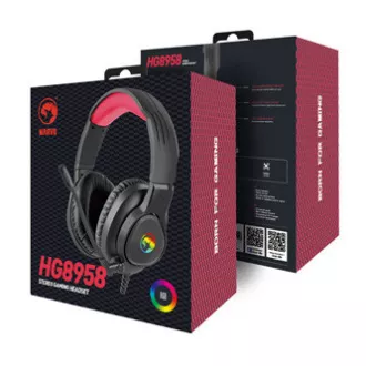 Marvo HG8958 sluchátka s mikrofónom, káblové, čierna, herná, 3.5 mm jack + rozdvojka + USB