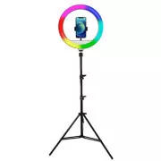 Powerton LIFE RING LIGHT, kruhové svetlo 13", nastavenie farieb a svietivosti, držiak telefónu a statív, DOPREDAJ