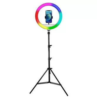 Powerton LIFE RING LIGHT, kruhové svetlo 13", nastavenie farieb a svietivosti, držiak telefónu a statív, DOPREDAJ