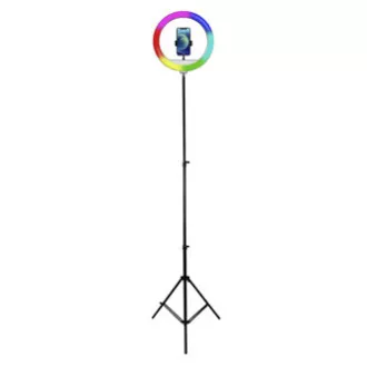 Powerton LIFE RING LIGHT, kruhové svetlo 13", nastavenie farieb a svietivosti, držiak telefónu a statív, DOPREDAJ