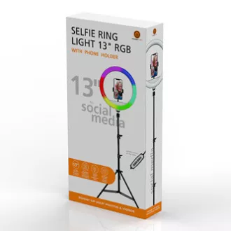 Powerton LIFE RING LIGHT, kruhové svetlo 13", nastavenie farieb a svietivosti, držiak telefónu a statív, DOPREDAJ