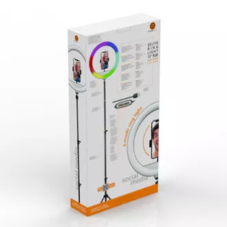 Powerton LIFE RING LIGHT, kruhové svetlo 13", nastavenie farieb a svietivosti, držiak telefónu a statív, DOPREDAJ