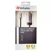 USB (3.1) húb 1-port, 49144, šedá, dĺžka kábla 1,5m, Verbatim, adaptér USB C na HDMI