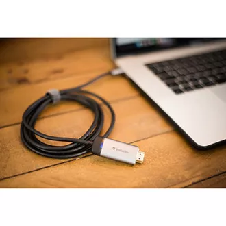 USB (3.1) húb 1-port, 49144, šedá, dĺžka kábla 1,5m, Verbatim, adaptér USB C na HDMI