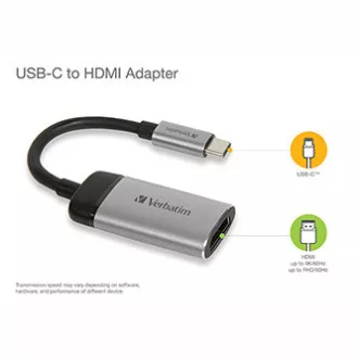 USB (3.1) húb 1-port, 49143, šedá, dĺžka kábla 10cm, Verbatim, 1x HDMI
