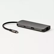 USB 3.1 Type-C Dokovacia stanica sivá, All New, HDMI, RJ45, microSD, USB C (PD), 2x USB3.0