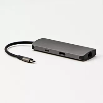 USB 3.1 Type-C Dokovacia stanica sivá, All New, HDMI, RJ45, microSD, USB C (PD), 2x USB3.0