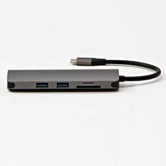 USB 3.1 Type-C Dokovacia stanica sivá, All New, HDMI, RJ45, microSD, USB C (PD), 2x USB3.0