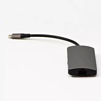 USB 3.1 Type-C Dokovacia stanica sivá, All New, HDMI, RJ45, microSD, USB C (PD), 2x USB3.0