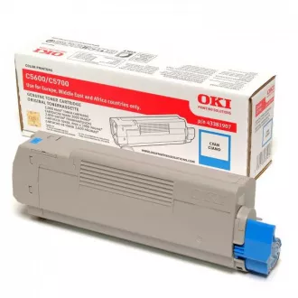 Toner Oki C5600 (43381907), cyan (azúrový)