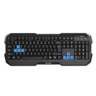E-blue Polygon sada klávesnica káblová (USB) US, černo-modrá s myškou Cobra II, herná, a podložkou Mazer Marface S typ, DOPRODEJ