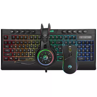Marvo CM305 RGB sada klávesnica káblová (USB) CZ/SK, čierna s hernou myšou a sluchátkami, herná, membránová typ RGB podsvietená