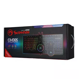 Marvo CM305 RGB sada klávesnica káblová (USB) CZ/SK, čierna s hernou myšou a sluchátkami, herná, membránová typ RGB podsvietená