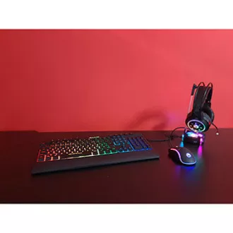 Marvo CM305 RGB sada klávesnica káblová (USB) CZ/SK, čierna s hernou myšou a sluchátkami, herná, membránová typ RGB podsvietená