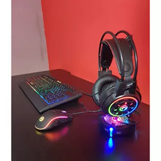 Marvo CM305 RGB sada klávesnica káblová (USB) CZ/SK, čierna s hernou myšou a sluchátkami, herná, membránová typ RGB podsvietená