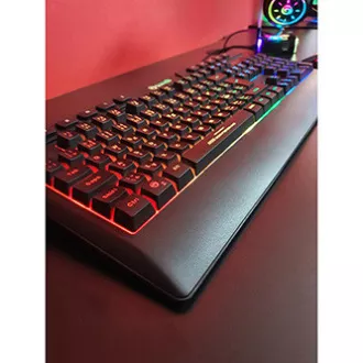 Marvo CM305 RGB sada klávesnica káblová (USB) CZ/SK, čierna s hernou myšou a sluchátkami, herná, membránová typ RGB podsvietená