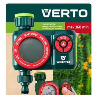 Verto časový vypínač elektronicky 4 funkcie, maximálny čas vypnutia 360 minút, 1/2" aj 3/4", zelený, 15G751