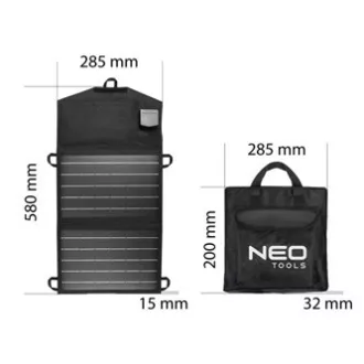 Prenosný solárny panel s nabíjačkou, Neo Tools, 15 W, 90-140 Prenosný solárny panel s nabíjačkou, Neo Tools, 15 W, 90-140
