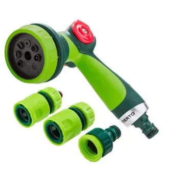 Verto sada pištoľový rozprašovač (8 funkcií) 2 rýchlospojky a prípojka na kohútik, 1/2", zelený, 15G712 Verto sada pištoľový rozprašovač (8 funkcií) 2 rýchlospojky a prípojka na kohútik, 1/2", zelený, 15G712