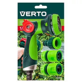 Verto sada pištoľový rozprašovač (8 funkcií) 2 rýchlospojky a prípojka na kohútik, 1/2", zelený, 15G712 Verto sada pištoľový rozprašovač (8 funkcií) 2 rýchlospojky a prípojka na kohútik, 1/2", zelený, 15G712