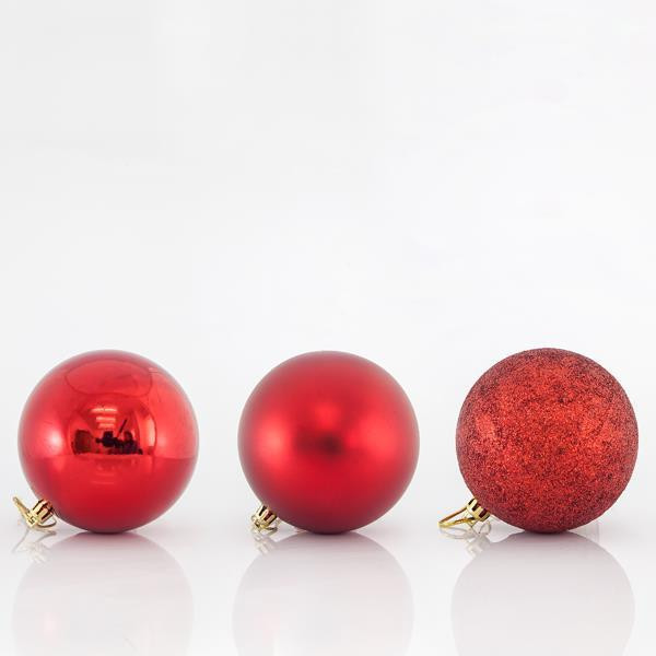 Eurolamp Vianočné ozdoby plastové červené gule, 10 cm, set 6 ks