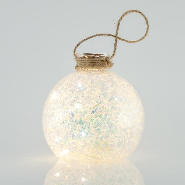 Eurolamp Vianočná dekorácia sklenená osvetľujúca guľa, 10 cm, set 2 ks