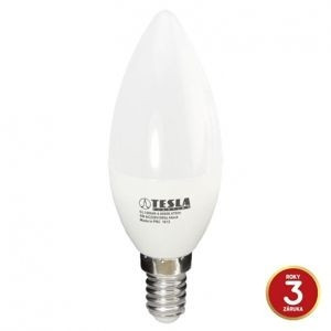TESLA - LED CL140540-4, žiarovka CANDLE sviečka, E14, 5W, 230V, 470lm, 15 000h, 4000K studená biela