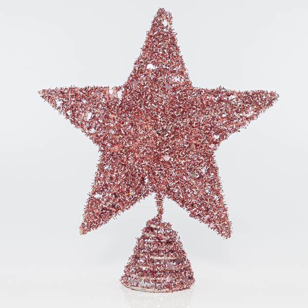 Eurolamp Ružová vianočná hviezda na strom s flitrami, 25,4 cm, 1 ks