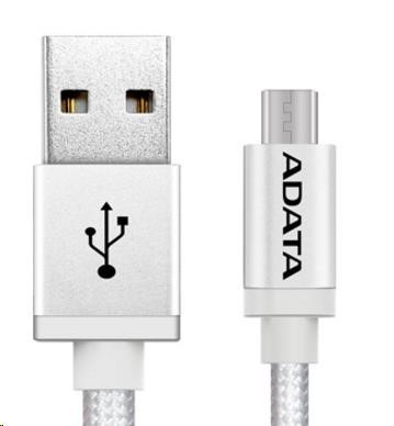 ADATA Micro USB kábel - USB A 2.0, 100cm, strieborný