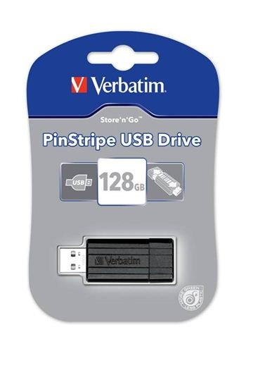 VERBATIM USB Flash Disk Store &#39;n&#39; Go PinStripe 128GB - Black