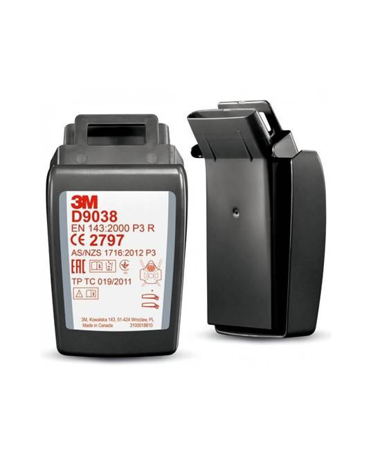 D9038, 3M™ Secure Click Časticový filter s pevným puzdrom radu D9000-Pevné, jeden pár