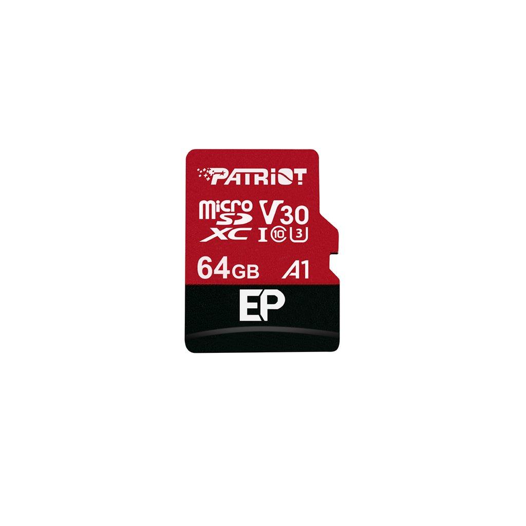 Fotografia produktu: Patriot V30 A1/micro SDXC/64GB/UHS-I U3 / Class 10/+ Adaptér