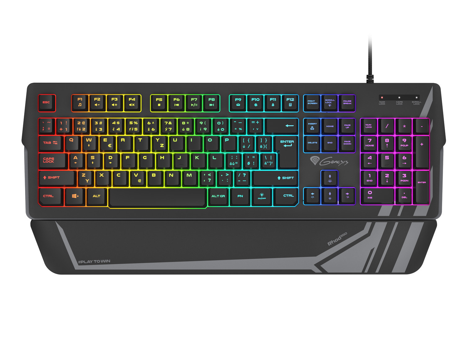 Genesis herná klávesnica RHOD 350/RGB/Drôtová USB/CZ/SK layout/Čierna