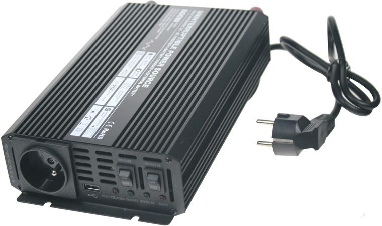 Fotografia produktu: Menič napätia Carspa UPS600-12 12V/230V 600W s nabíjačkou 12V/10A a funkciou UPS