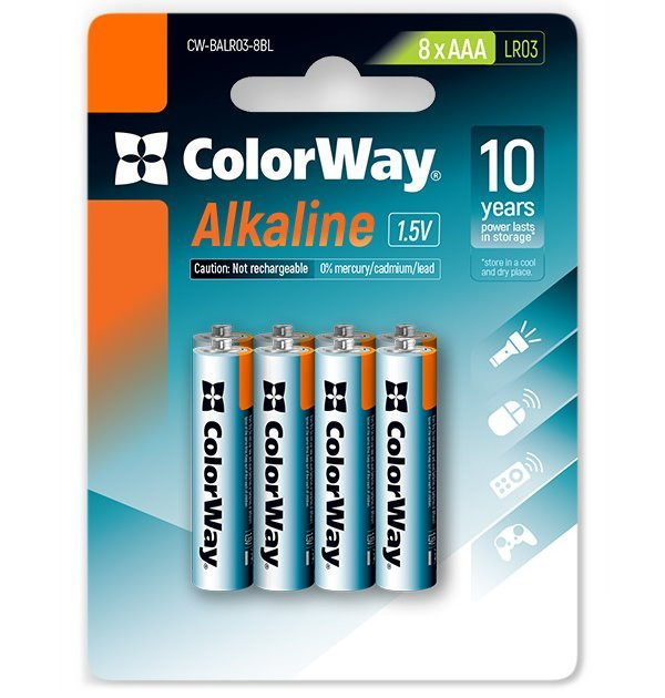 Colorway alkalická batéria AAA/ 1.5V/ 8ks v balení/ Blister