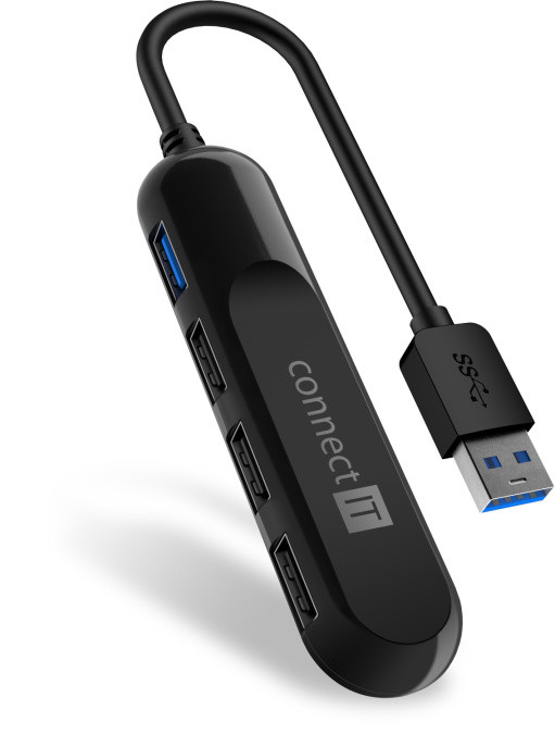 CONNECT IT USB-A húb USB 3.0, externý, ČIERNY
