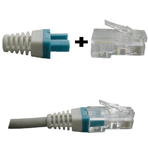 Fotografia produktu: DATACOM Manžetka pre konektor RJ 45 modrá/biela 100 ks