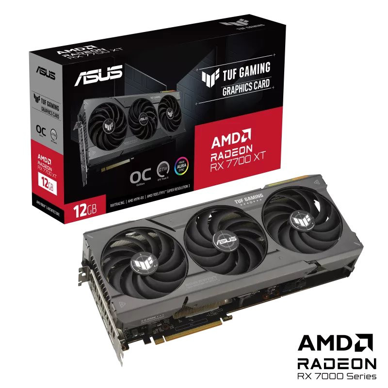 ASUS VGA AMD Radeon RX 7700 XT TUF GAMING OC 12G, 12G GDDR6, 3xDP