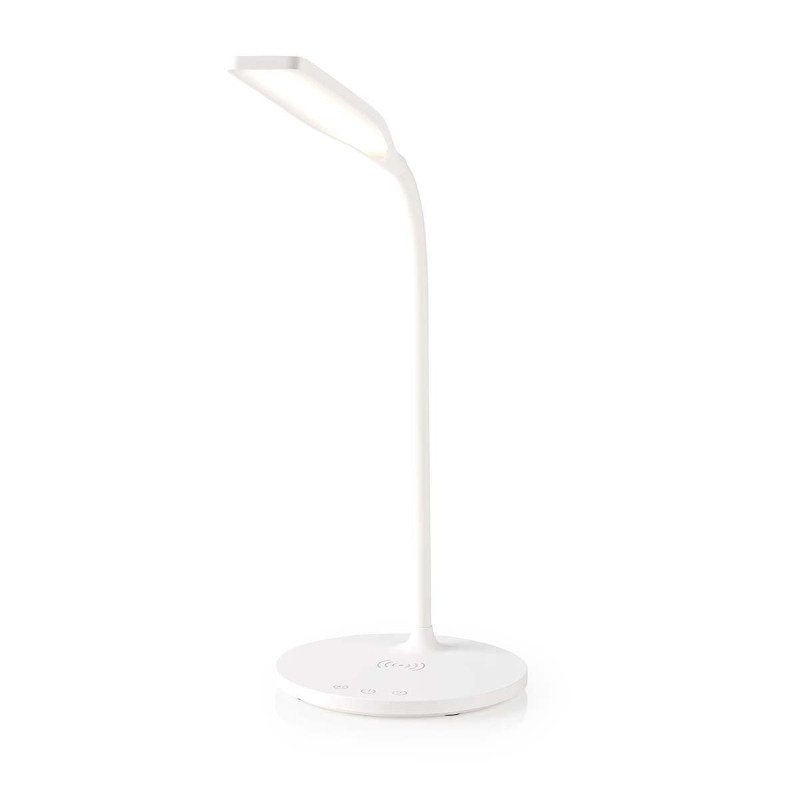 Nedis LTLGQ3M2WT - LED Stolová Lampa S Dotykovým Ovládaním | Bezdrôtová Qi Nabíjačka | 2.0 A | 10 W | Biela farba