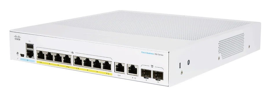 Cisco switch CBS250-8P-E-2G (8xGbE, 2xGbE/SFP combo, 8xPoE+, 60W, fanless)