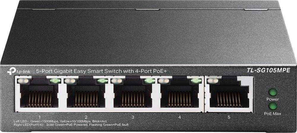 TP-Link Easy Smart switch TL-SG105MPE (5xGbE, 4xPoE+, 120W, fanless)