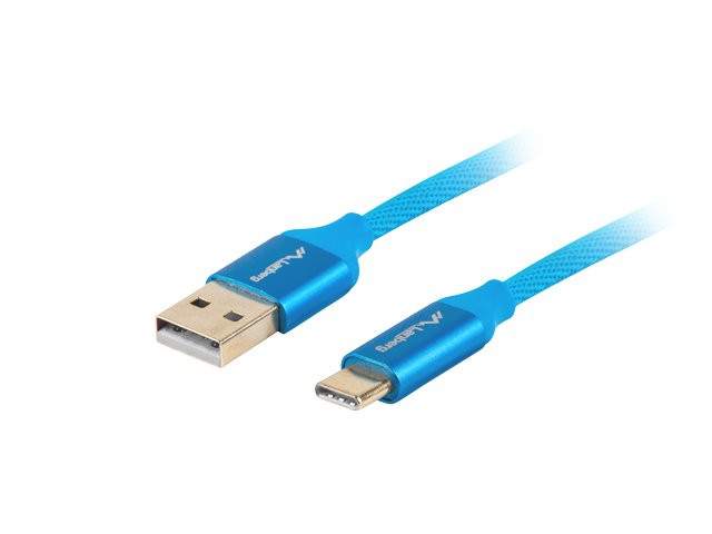 LANBERG USB-C(M) na USB-A(M) 2.0 kábel 1,8m, modrý, rýchle nabíjanie 3.0