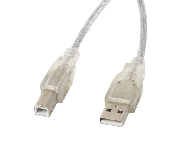 LANBERG USB-A (M) na USB-B (M) 2.0 kábel 1,8m, transparentný