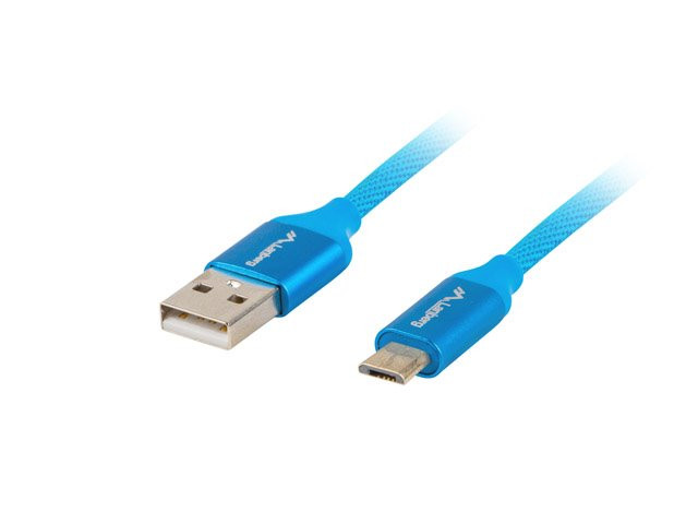 LANBERG Micro USB (M) na USB-A (M) 2.0 kábel 1m, modrý, rýchle nabíjanie 3.0